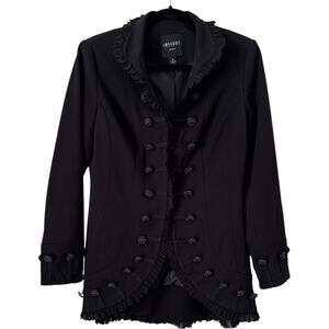 Insight NY Black Military Ruffle Button Front Blazer Jacket Women’s Size 2